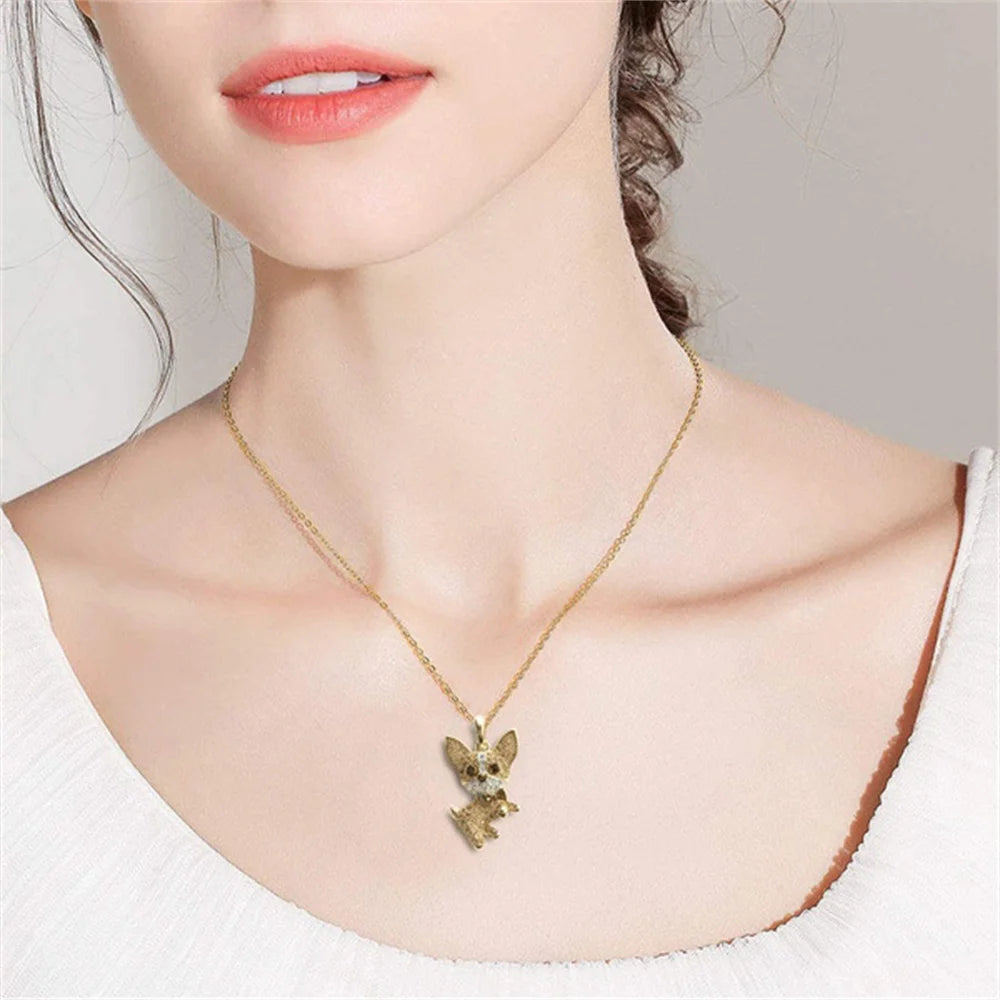 Cute Chihuahua Pendant Necklace – Perfect Gift for Kids & Women